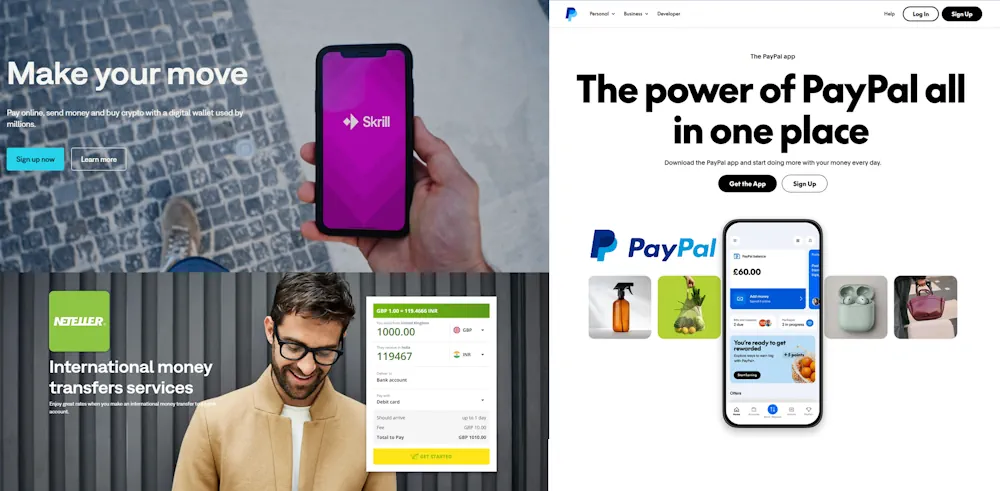 E-wallets Skrill, Neteller and PayPal Banner